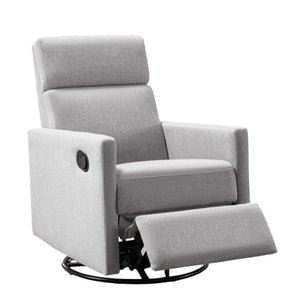 HomeRoots 26" Gray Tufted Linen Recliner Chair - 360° Swivel, Rocking & Gliding Comfort for Any Space 652002