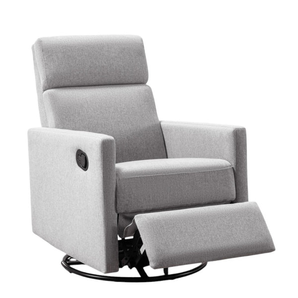 HomeRoots 26" Gray Tufted Linen Recliner Chair - 360° Swivel, Rocking & Gliding Comfort for Any Space 652002