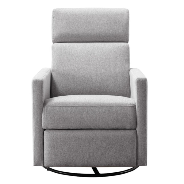 HomeRoots 26" Gray Tufted Linen Recliner Chair - 360° Swivel, Rocking & Gliding Comfort for Any Space 652002