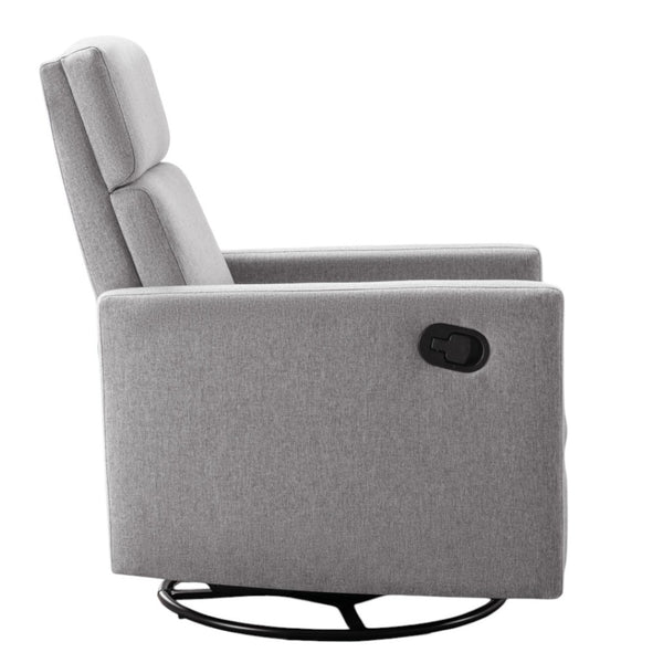 HomeRoots 26" Gray Tufted Linen Recliner Chair - 360° Swivel, Rocking & Gliding Comfort for Any Space 652002