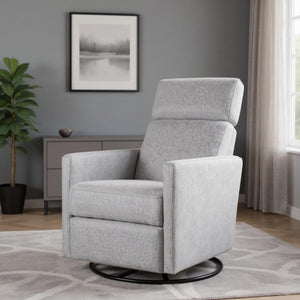 HomeRoots 26" Gray Tufted Linen Recliner Chair - 360° Swivel, Rocking & Gliding Comfort for Any Space 652002