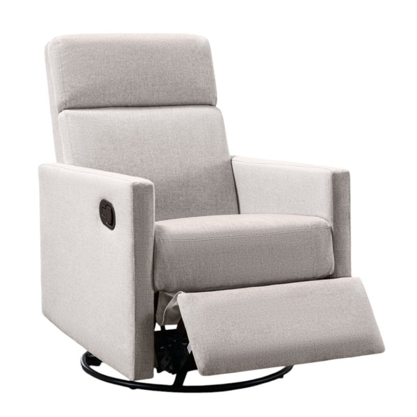 HomeRoots 26" Tan Tufted Linen Recliner with Gliding, Swivel, and Rocking Features – Perfect for Comfort & Style 652003