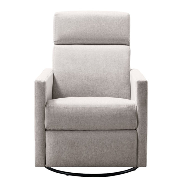 HomeRoots 26" Tan Tufted Linen Recliner with Gliding, Swivel, and Rocking Features – Perfect for Comfort & Style 652003