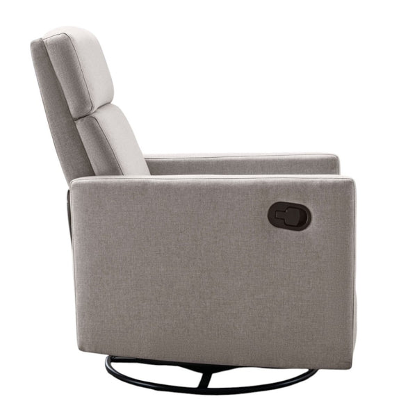 HomeRoots 26" Tan Tufted Linen Recliner with Gliding, Swivel, and Rocking Features – Perfect for Comfort & Style 652003