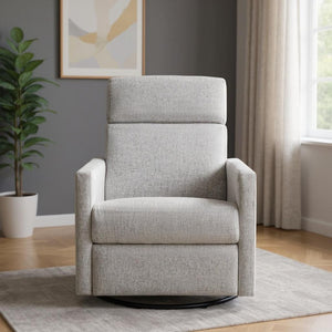 HomeRoots 26" Tan Tufted Linen Recliner with Gliding, Swivel, and Rocking Features – Perfect for Comfort & Style 652003