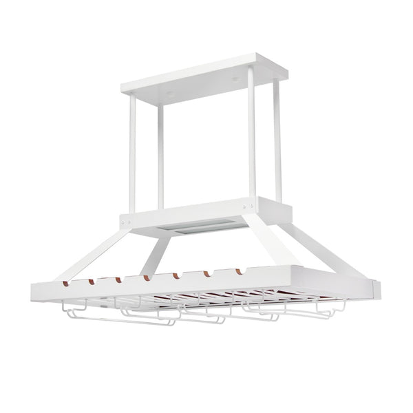 HomeRoots White Kitchen Island Flush Ceiling Light with Modern Farmhouse Style and Edison LED Bulbs for Brightness 652021