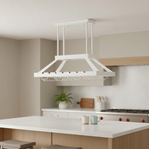 HomeRoots White Kitchen Island Flush Ceiling Light with Modern Farmhouse Style and Edison LED Bulbs for Brightness 652021