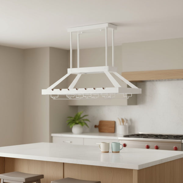 HomeRoots White Kitchen Island Flush Ceiling Light with Modern Farmhouse Style and Edison LED Bulbs for Brightness 652021