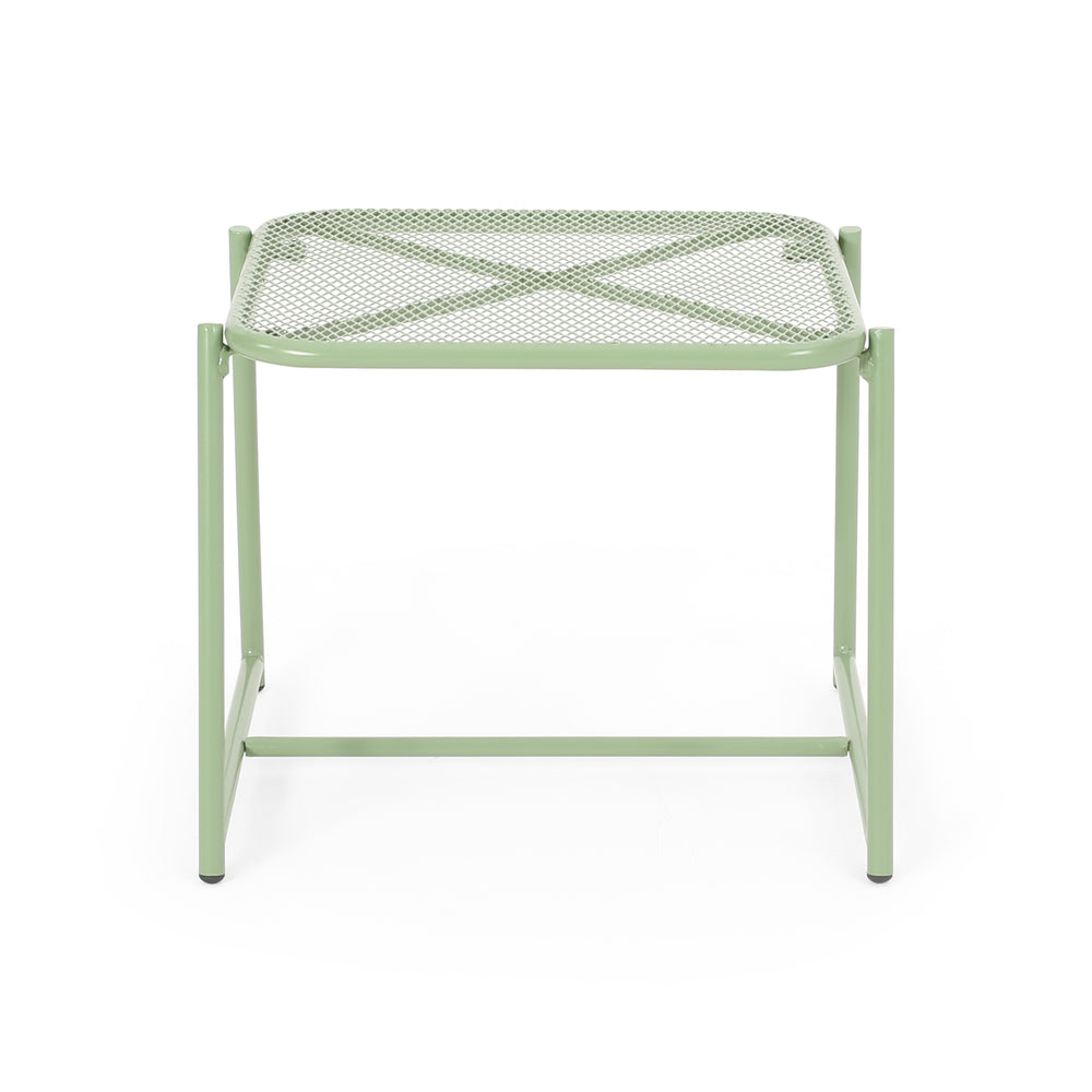 English Elm Christopher Knight Home® - ELBA Industrial Mesh Side Table 15.5"H — Powder-Coated Iron Frame, Modern Rounded Edges, Durable Design Green 65204.00GRN