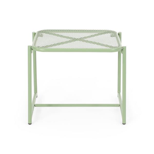 English Elm Christopher Knight Home® - ELBA Industrial Mesh Side Table 15.5"H — Powder-Coated Iron Frame, Modern Rounded Edges, Durable Design Green 65204.00GRN