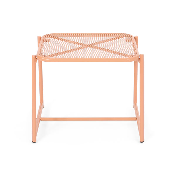 English Elm Christopher Knight Home® - ELBA Industrial Mesh Side Table 15.5"H — Powder-Coated Iron Frame, Modern Rounded Edges, Durable Design Orange 65204.00ORG