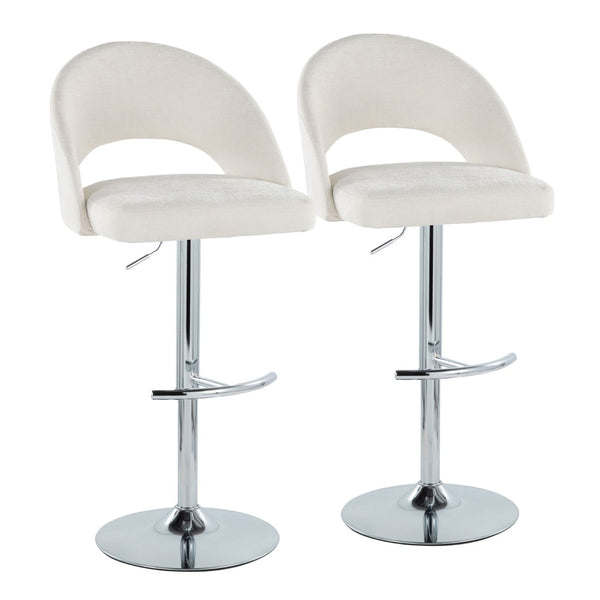 English Elm Adjustable Swivel Barstools Set of 2 Fabric Seat Black Metal Base Kitchen Counter Cream B202S02005