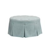 Martha Stewart Terri (Zara) Farm House Skirted Tufted 32" Round Ottoman MT101-0146 Blue