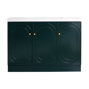 English Elm 48" Freestanding Bathroom Vanity with Thick Resin Sink, Soft-Close Doors, Adjustable Shelves, Durable Finish Dark Green W999S00276