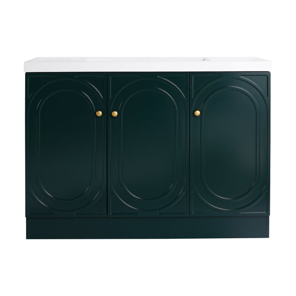English Elm 48" Freestanding Bathroom Vanity with Thick Resin Sink, Soft-Close Doors, Adjustable Shelves, Durable Finish Dark Green W999S00276