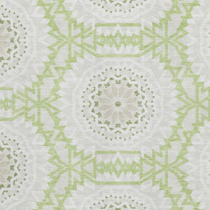 HomeRoots 5' X 8' Artichoke Green Geometric Area Rug - Stylish, Washable, UV-Protected for High-Traffic Spaces 652181