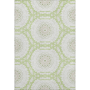 HomeRoots 8' X 10' Artichoke Green & Ivory Geometric Washable Area Rug - Durable, UV-Protected, Stylish Design 652183
