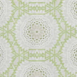 HomeRoots 8' X 10' Artichoke Green & Ivory Geometric Washable Area Rug - Durable, UV-Protected, Stylish Design 652183
