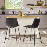 Upholstered Counter Stool with Metal X Base - Set of 2 Black XUMD7DBL Walker Edison