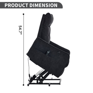 English Elm Beige Chenille Power Lift Recliner with Massage Heat and Usb for Senior Comfort Black W1803P369081