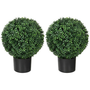 English Elm Homcom Set Of 2 20.5" Lifelike Boxwood Topiary Trees For Indoor/Outdoor Decor, Low Maintenance Greenery W2225P217289