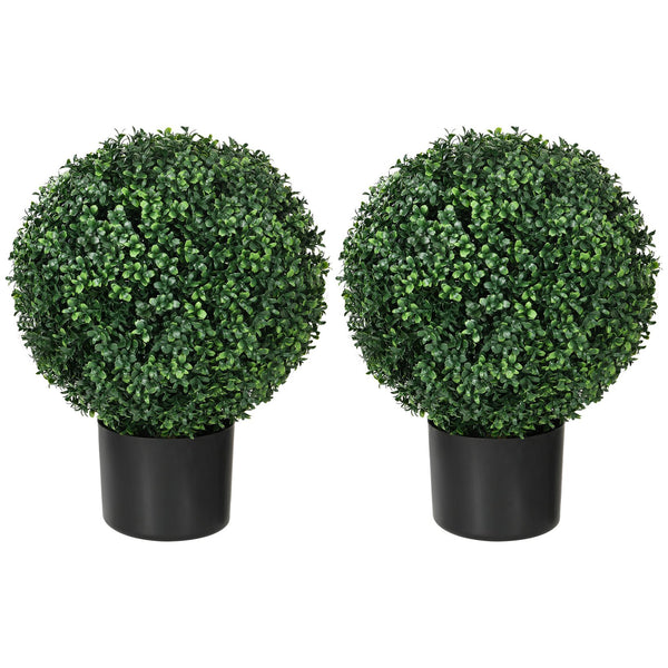 English Elm Homcom Set Of 2 20.5" Lifelike Boxwood Topiary Trees For Indoor/Outdoor Decor, Low Maintenance Greenery W2225P217289