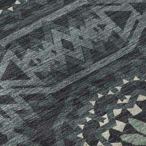 HomeRoots 5' X 8' Charcoal & Ivory Geometric Area Rug - Durable, Stain-Resistant with UV Protection for Style 652205