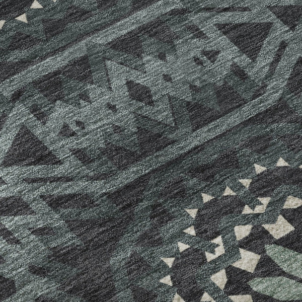 HomeRoots 5' X 8' Charcoal & Ivory Geometric Area Rug - Durable, Stain-Resistant with UV Protection for Style 652205