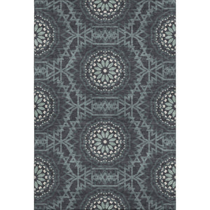 HomeRoots 8' X 10' Charcoal & Ivory Geometric Area Rug – Washable, UV-Protected, Durable for Modern Homes 652207