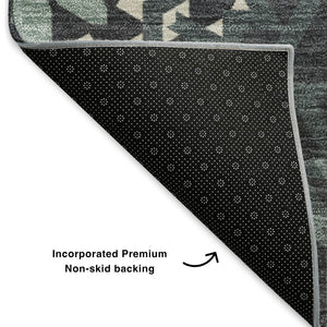 HomeRoots 8' X 10' Charcoal & Ivory Geometric Area Rug – Washable, UV-Protected, Durable for Modern Homes 652207