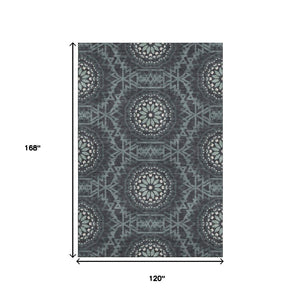 HomeRoots 10' Charcoal and Ivory Geometric Area Rug - Washable, UV-Protected, Stain-Resistant for Modern Homes 652209