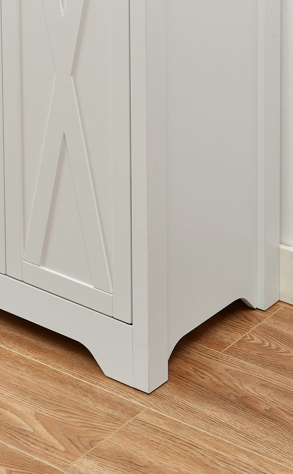 English Elm 68"high multifunctional sideboard with tempered glass accents, large-capacity storage, anti-dump safety and sleek modern design for living room, office, bedroom White+Walnut W1162P205099