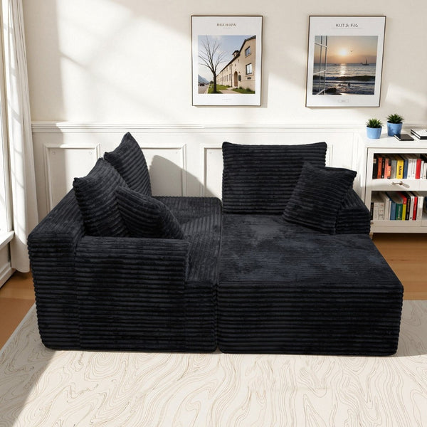 English Elm Modern Chenille Sectional Sofa with Chaise Modular L Shaped Living Room Seating W3653P443441
