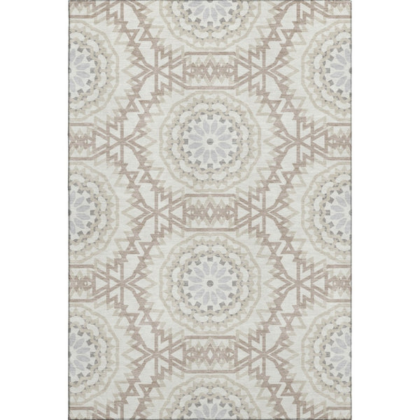 HomeRoots 10' X 14' Ivory and Gray Geometric Washable Area Rug – UV Protected, Stylish & Easy-Care Design 652245