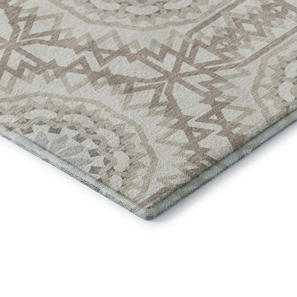 HomeRoots 10' X 14' Ivory and Gray Geometric Washable Area Rug – UV Protected, Stylish & Easy-Care Design 652245