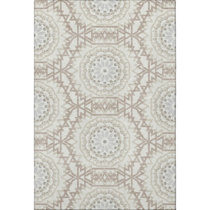 HomeRoots 10' X 14' Ivory and Gray Geometric Washable Area Rug – UV Protected, Stylish & Easy-Care Design 652245
