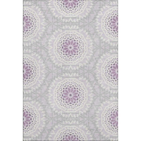 HomeRoots 10' X 14' Lilac and Ivory Geometric Area Rug - Durable, Stain-Resistant, UV-Protective for Busy Homes 652257
