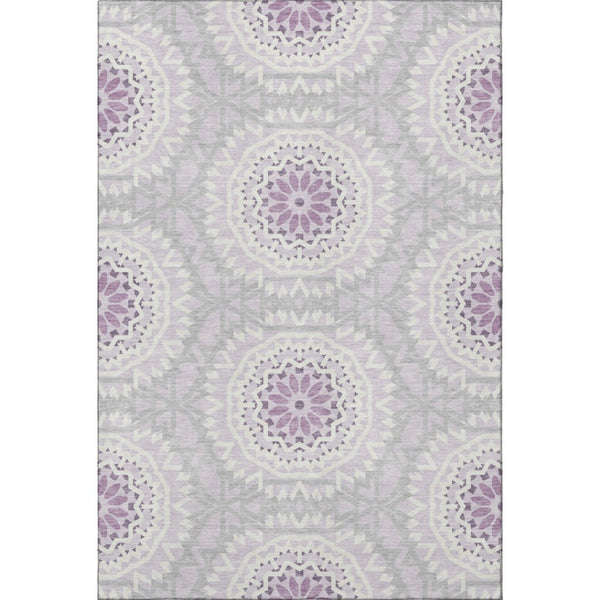 HomeRoots 10' X 14' Lilac and Ivory Geometric Area Rug - Durable, Stain-Resistant, UV-Protective for Busy Homes 652257