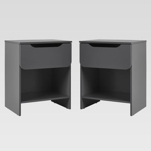 Simple Modern 1-Drawer Nightstand - Set of 2 Dark Grey DOMB4CDGC-2PK Walker Edison