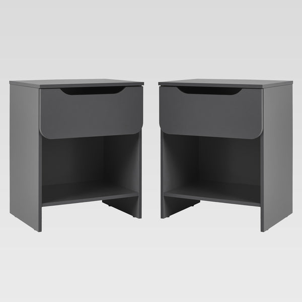 Simple Modern 1-Drawer Nightstand - Set of 2 Dark Grey DOMB4CDGC-2PK Walker Edison