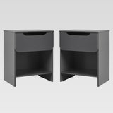 Simple Modern 1-Drawer Nightstand - Set of 2 Dark Grey DOMB4CDGC-2PK Walker Edison