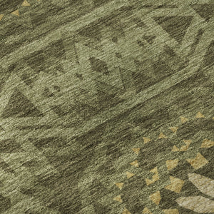 HomeRoots 5' X 8' Olive Green & Gold Geometric Washable Area Rug - Durable, Stylish, UV-Protected & Easy Care 652265