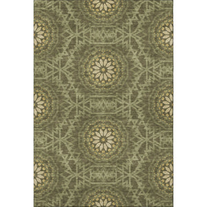 HomeRoots 10' X 14' Olive Green & Gold Geometric Area Rug - Washable, UV Protected, Durable & Stylish Design 652269