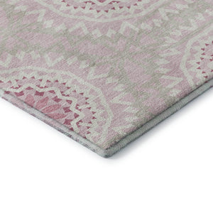 HomeRoots 5' X 8' Pink And Ivory Geometric Washable Area Rug – Stylish, Durable, UV-Protected for Any Room 652271