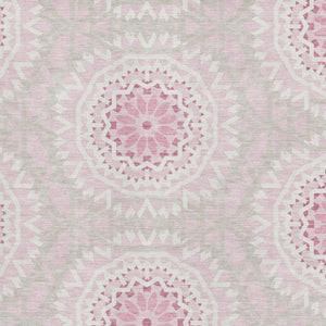 HomeRoots 5' X 8' Pink And Ivory Geometric Washable Area Rug – Stylish, Durable, UV-Protected for Any Room 652271
