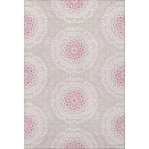 HomeRoots 9' X 12' Pink Geometric Area Rug - Washable, UV Protected & Stain Resistant for Modern Living Spaces 652274