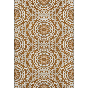 HomeRoots 5' X 8' Chili Red and Ivory Geometric Area Rug - Washable, UV Protected, Stain Resistant for Modern Spaces 652277