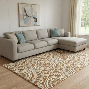 HomeRoots 8' X 10' Chili Red & Ivory Geometric Area Rug – Easy-Care, Stain-Resistant with UV Protection! 652279