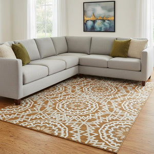 HomeRoots 9' X 12' Chili Red & Ivory Geometric Area Rug - Durable, Washable, UV Protected for High-Traffic Spaces 652280
