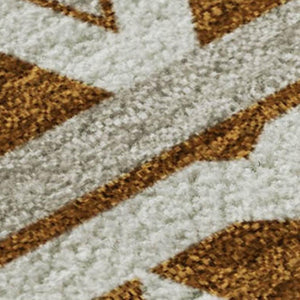 HomeRoots 10' Chili Red & Ivory Geometric Washable Area Rug - Durable, UV-Protected, Modern Design for Homes 652281